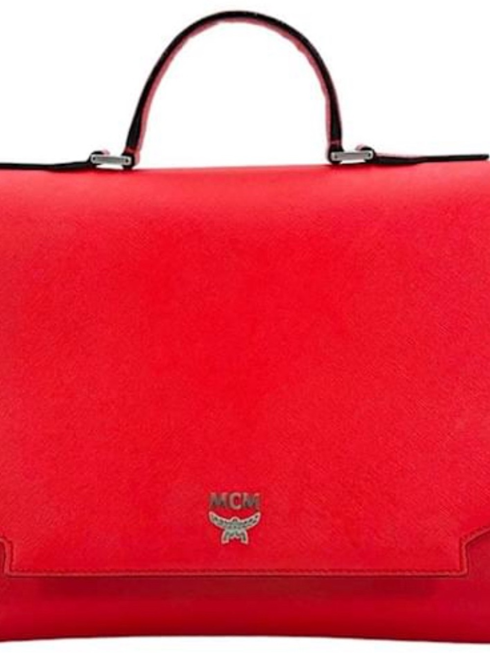 MCM Red Leather Structured Top-Handle Briefcase
